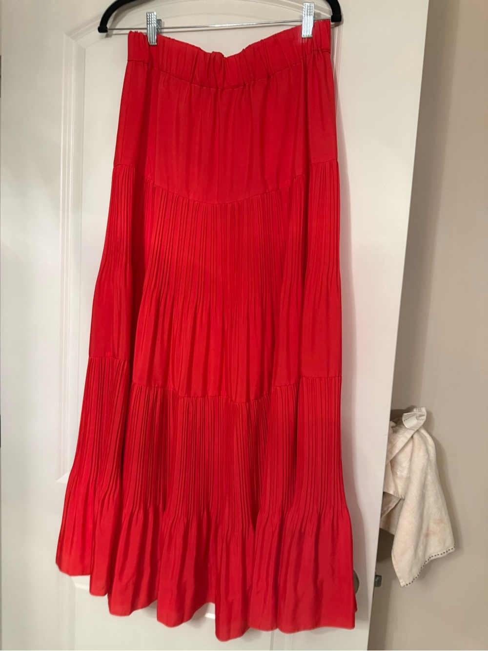 Outback Red/orange Vibrant Red Pleated Tiered Maxi Skirt